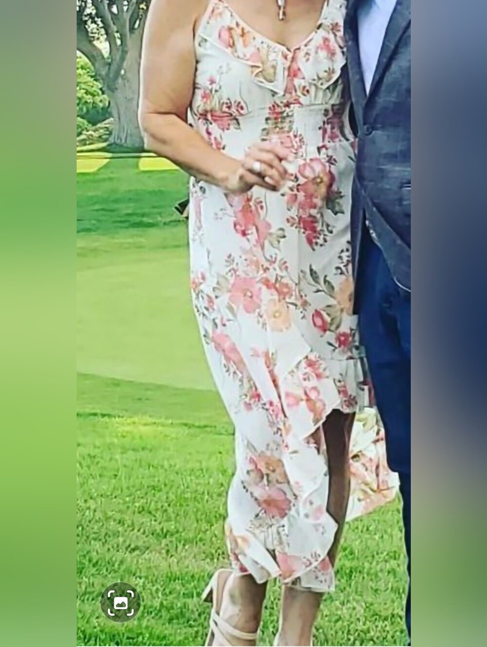 Strappy Floral High/Low Dress in White, Pink & Green